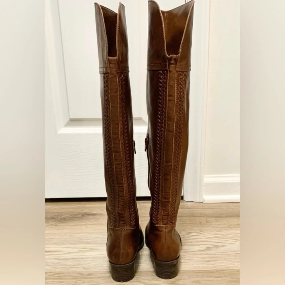 Vince Camuto Bendra Cognac Knee Leather Riding Boots 6.5M